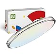 ASD LED 32 Inch Oval Flush Mount Light Fixture | 45W 3750LM 3000K-5000K 100-277V | 3CCT, Dimmable, Energy Star, ETL Listed | Close to Ceiling Double Ring Lamp, Low Profile Lighting | Nickel
