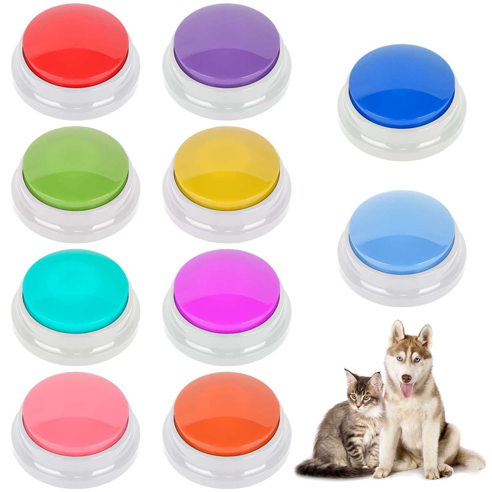 Photo 1 of 10 Color Voice Recording Buttons for Dogs Dog Training Communication Buttons with 30 Sec Record and Playback,Pet Training Buzzer for Puppy Cats, Funny Gift for Study Office Home Pet Lovers (10 Pack)