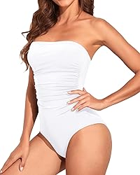 Holipick Women White One Piece Swimsuits Tummy