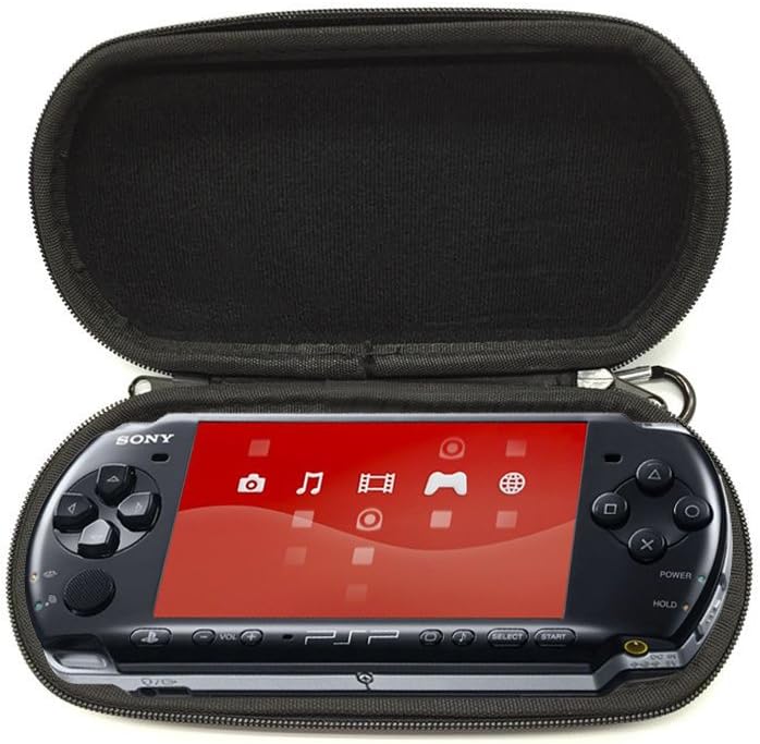 XFUNY® Dustproof Quakeproof Hard Cover Protective Shell Carrying Case Travel Pouch Bag for Sony PSP 3000 Game Console & Card (Black) (Black): Electronics