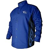 BSX Black Stallion (BXRB9C) 9 oz Contoured Flame-Resistant Cotton Welding Jacket, Welder's Collar, Dual Scribe Pockets, Leather-Reinforced Snaps, Medium, Royal Blue