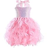 Little Funny Tutu Dress for Girls Sequin Layered Tulle Tutu Skirt with 4-10 Years Princess Dresses for Toddler Girls