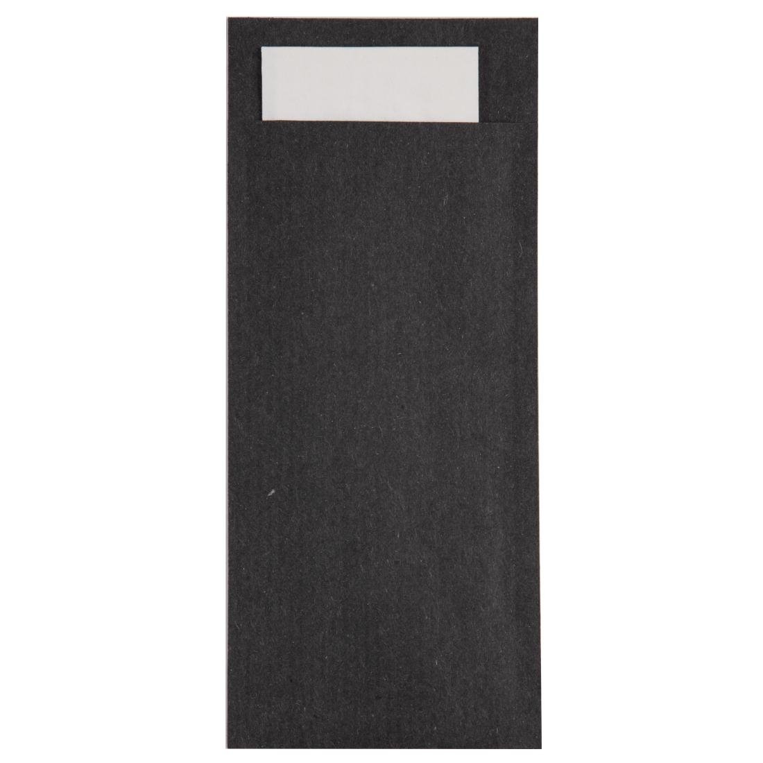 Black Kraft Cutlery Pouch with White Napkin BigaMart
