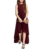 Galawaqe Girls Semi Formal Dress Kids Cute A-Line Crewneck Long Chiffon Wedding Prom Party Gowns