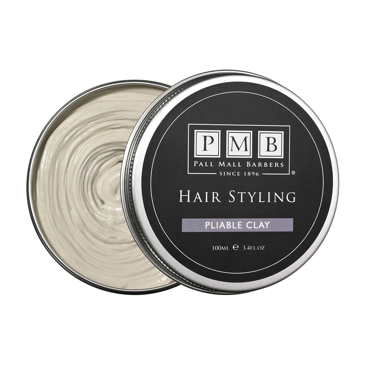 Pall Mall Barbers, Finest Hair Styling for Men Since 1896 - Pliable Hair Clay - 100ml | Strong Hold Mens Defining Hair Clay - Texture with Dry Matte Shine