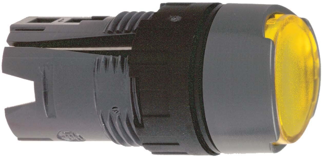 Schneider Electric ZB6AW5 IIlum Pushbutton Head, Yellow Flush Illuminated Pushbutton Head Ø16 Spring Return 12.24V