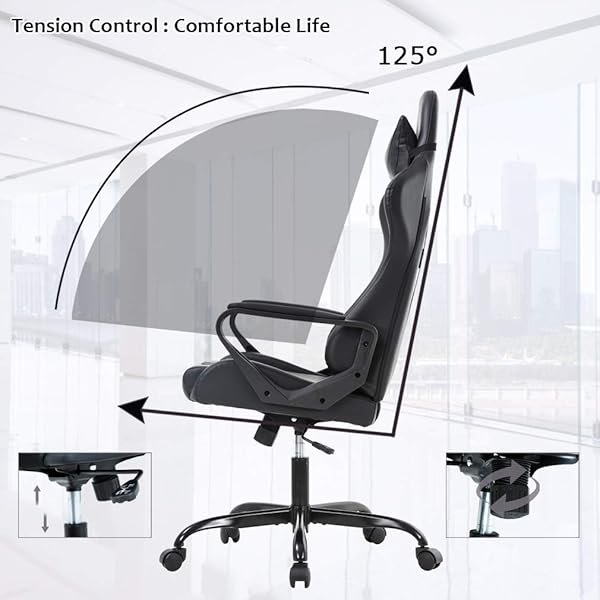 BESTOFFICE GAMING CHAIR OFFICE CHAIR ERGONOMIC DESK CHAIR RACING STYLE GAMING CHAIR WITH LUMBAR SUPPORT, SWIVEL ROLLING BASE, AND COMFORTABLE PADDED SEAT FOR WOMEN AND MEN