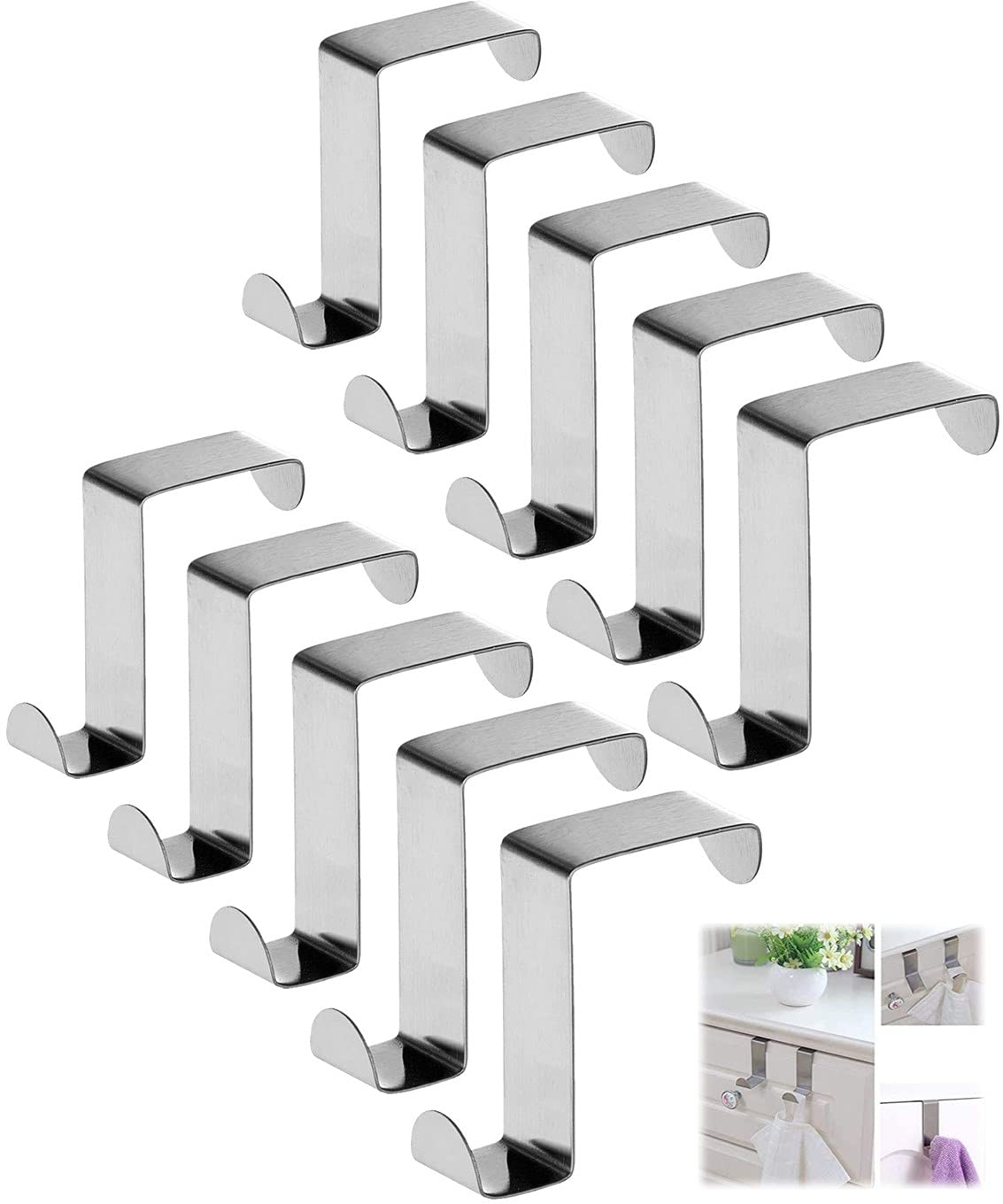 Tang yuan Pack of 10 door cranes, reversible door hooks and door hooks made of stainless steel are located on the doors of kitchens, bedrooms, cupboards, drawers etc. and save storage space