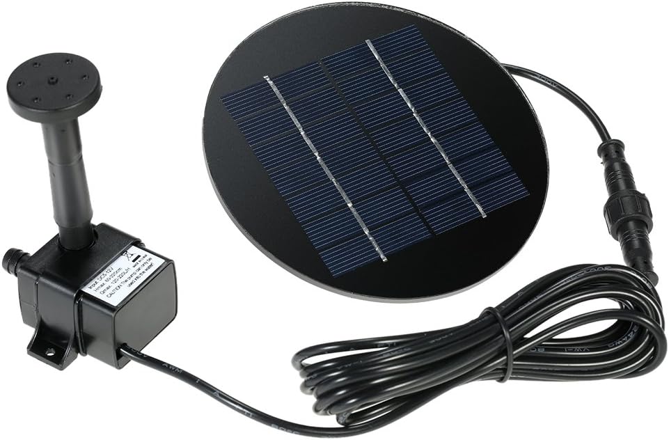 MASO Solar Fountain Pump Solar Pond Pump 9V 1.5W Solar Powered Fountain Submersible Brushless Water Pump Kit Includeding 4pcs Different Fountain Nozzles for Bird Bath Pond Pull Garden