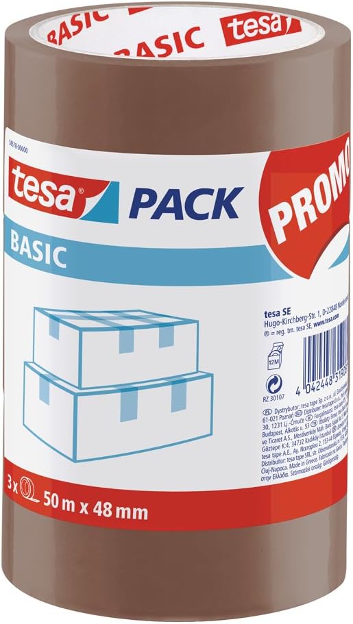 PROMO Precinto tesa BASIC PP, marrón (torre de 3u. x 50:48): Amazon.es: Oficina y papelería