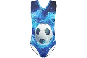 Jekioweii One Piece Swimsuit Girls Kids Bathing Suit V Neck Wide Shoulder Strap Toddler Beach Swimwear for 3-14 Years