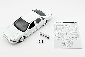 Motormax 1993 Caprice Police Car Unmarked White Custom Builder's Kit Series 1/24 Diecast Model Car 76438BB-W