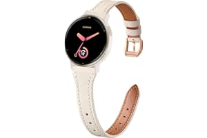 TUCOMO 20mm Slim Leather Band Compatible with Garmin Vivoactive 6/Vivoactive 5/3/3 Music, Quick Release Thin Narrow Soft Stra