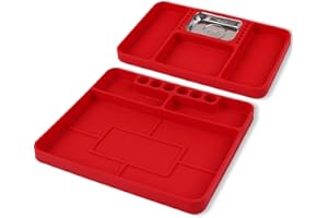 SEDY Premium Silicone Tool Tray, Automotive Non-Slip Flexible Silicone Tool Trays, Tool Organizer | 2 Piece Multi Purpose Mats with Magnetic Small parts Tray