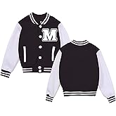 BAICAIYU Kids Baseball Jackets Boys and Girls Varsity Coat Buttons Cardigan Letter Sport Letterman School Jacket