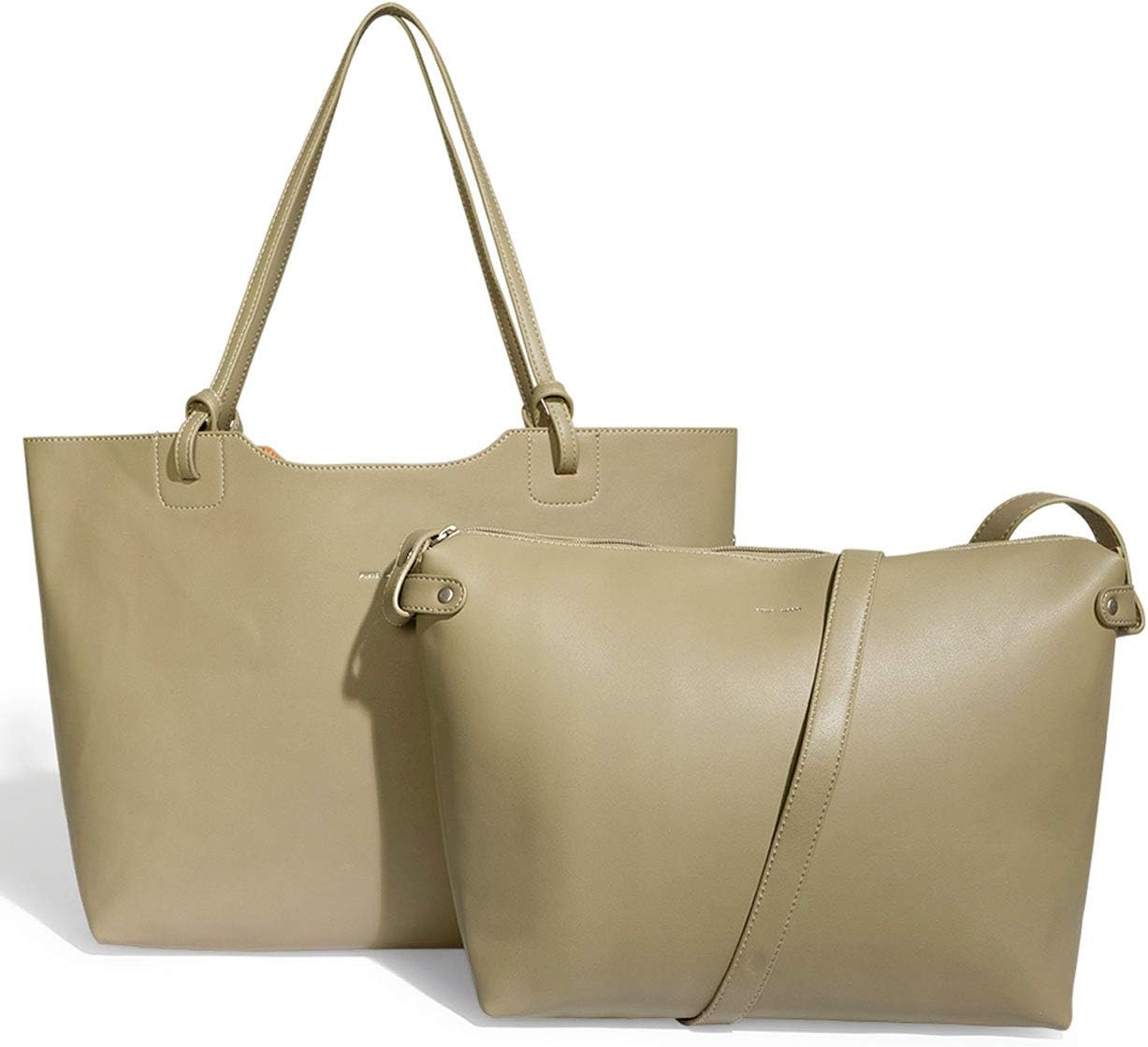 Heather Beautiful Stylish 17" x 12" Vegan Leather Sage Tote Handbag With Additional Pouch …