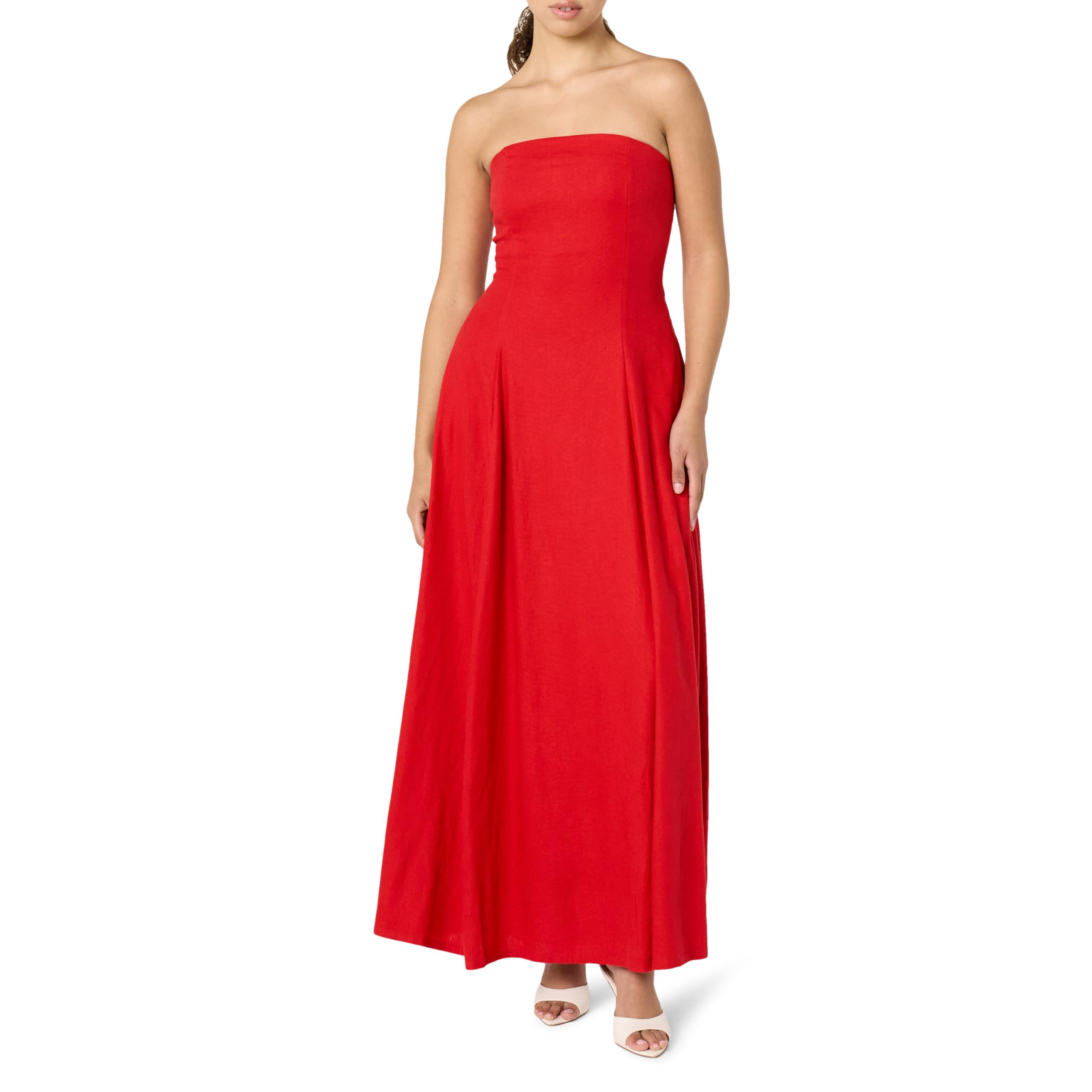 Photo 1 of The Drop Women’s Carlota Strapless Linen Maxi Dress, Crimson, M