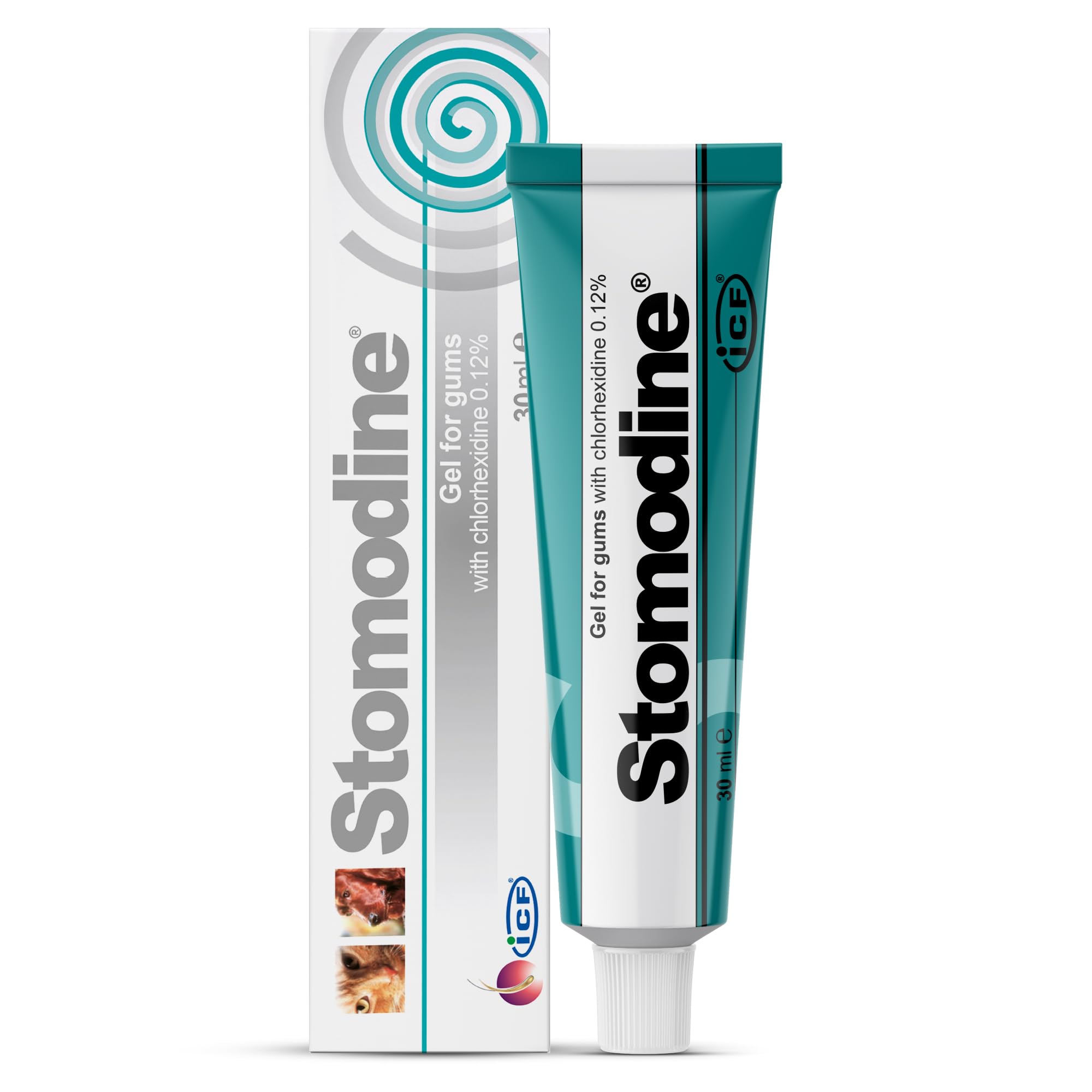 ICF | Stomodine® Cat & Dog Toothpaste Gel for Teeth & Gums Oral Hygiene Health | Anti-Plaque & Fights Bad Breath Meat Flavoured | 30 ml