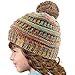Kids CC Ages 2-7 Quad Color Chunky Thick Stretchy Knit Slouch Beanie Hat Rainbow with Pom