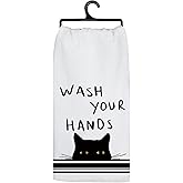 Koesus Funny Black Cat Hand Towels for Bathroom Decor, Wash You Hand Bathroom Hand Towels, Cat Lover Mom Lady Gifts Kitchen Dish Towel, 16x24 Inch