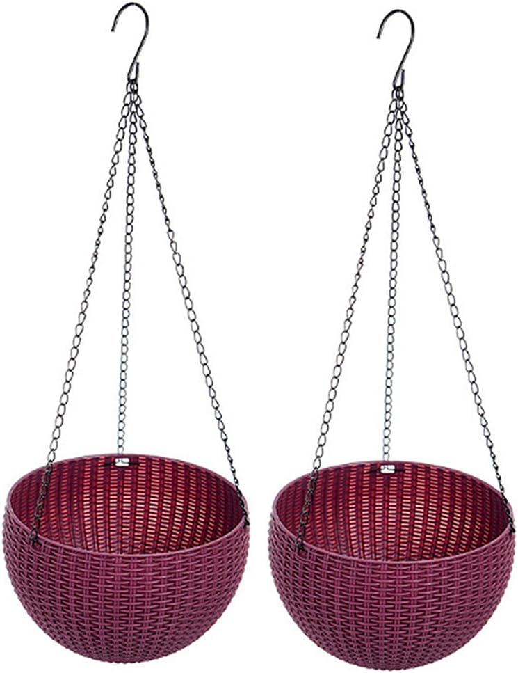 Plastic Resin Chain Basket Hanging Planter Hanging Flowers and Plants,Growers Hanging Planter Decor Pot 2 Pcs