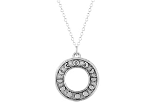 Meiligo Fashion Alloy Moon Phases Astrology Necklace Round Pendant Goddess Jewelry