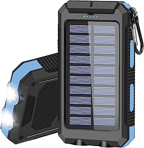Solar Charger 20000mAh Portable Solar Power Bank for Cell Phone Waterproof External Backup Battery Power Pack Charger Built-in Dual USB/Flashlight for All Cell Phones, Tablets, and Electronic Devices