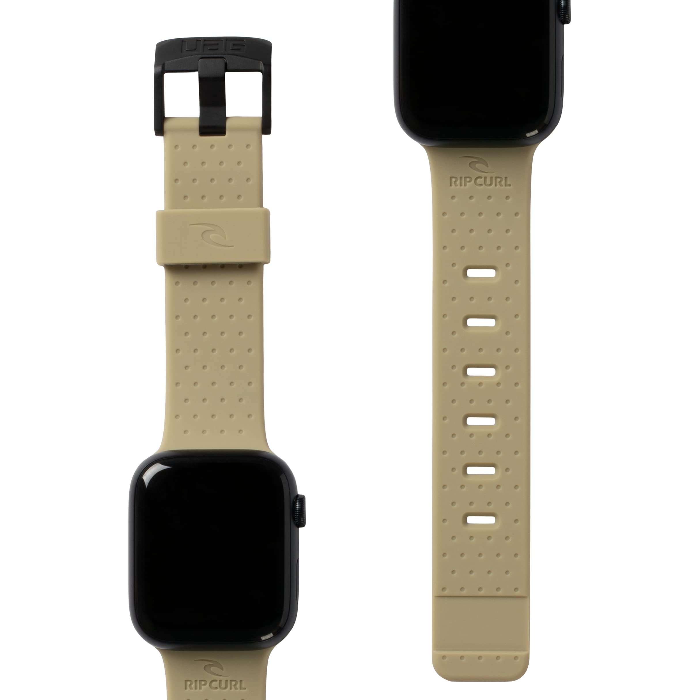 URBAN ARMOR GEAR RIP CURL x UAG Compatible with Apple Watch Band 49/46/45/44mm iWatch Series Ultra 3/Ultra 2/Ultra/4-11/SE3/SE2/SE, Soft Touch Silicone Adjustable Replacement Strap, Trestles Khaki