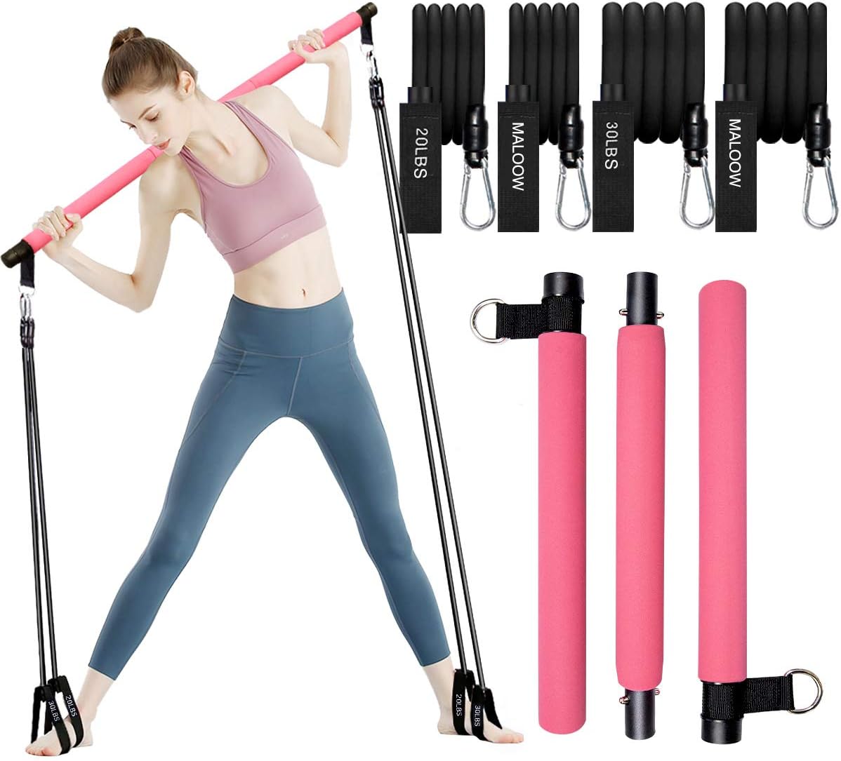 Pilates Exercise Stick Kit with 4 (2 Strong & 2 Standard