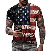 Eciodci Men's American USA Flag Patriotic T-Shirts 4th of July Shirts US Eagle Flag Soft Summer Short Sleeve Shirt for Men