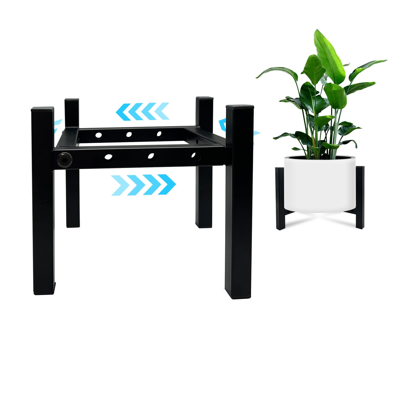 Photo 1 of Sztbxuer Mini 4Legs Adjustable Metal Plant Stand for 5"-10" Plant Pot – Indoor & Outdoor (Black, 1 Pack)