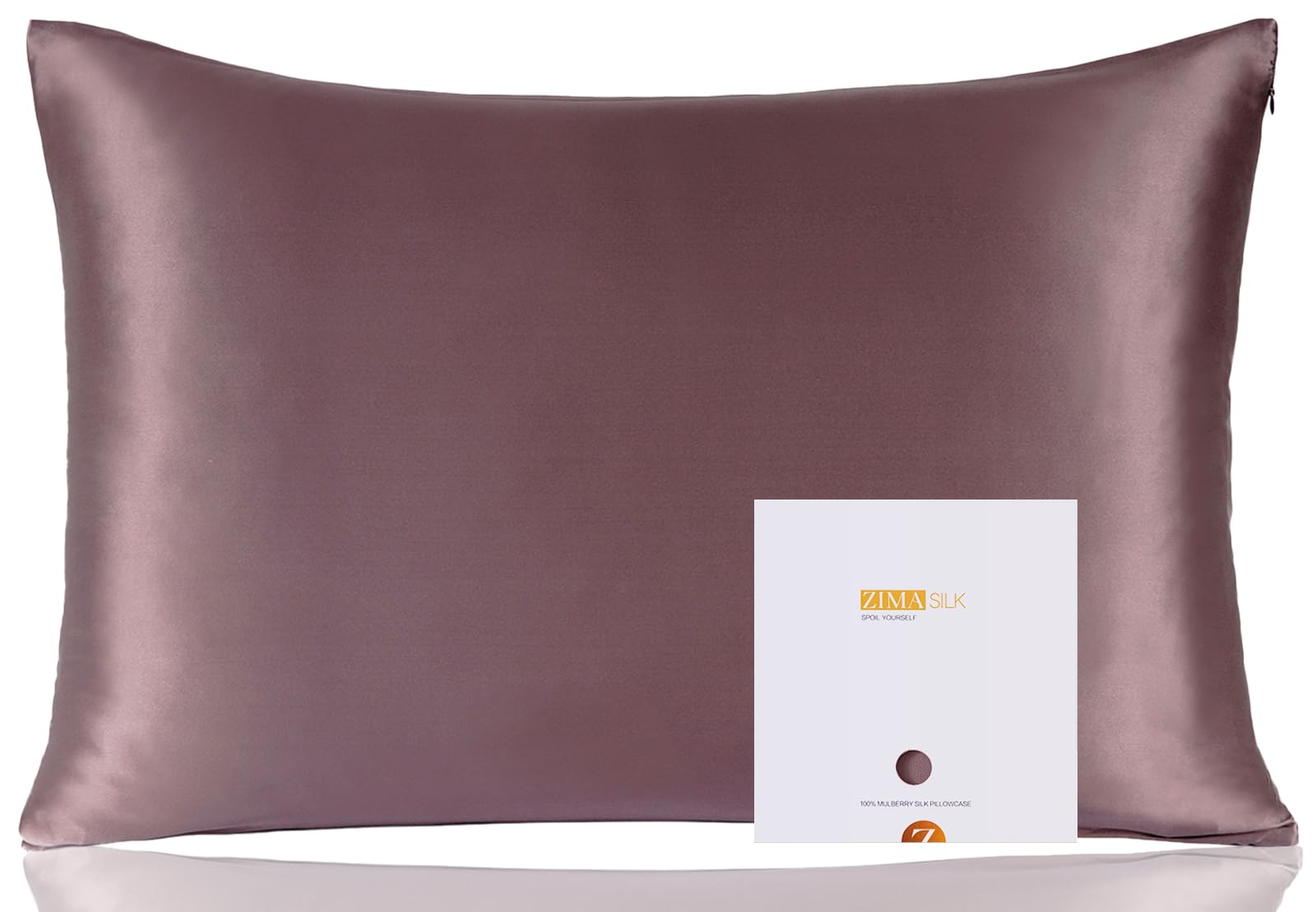 ZIMASILK 100% Mulberry Silk Pillowcase for Hair and Skin Health, Both Sides 19 Momme Premium Grade 6A Silk, Soft & Smooth, 600 Thread Count, with Hidden Zipper, 1pc (50x75 cm, Dark Mauve)