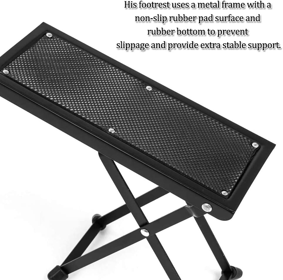 Guitar Footstool, Guitar Footrest with AntiSlip Rubber Pad, Height