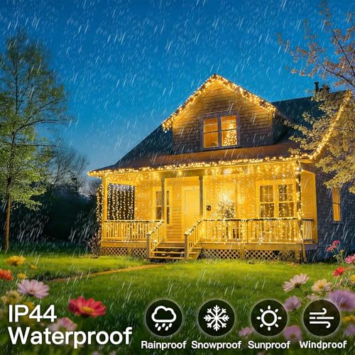 Joycome 2 x 6 x 3 m 600 LED String Light Curtain, Mains Powered, 8 Modes String Lights for Interior, Outdoor, Wall, Bedroom, Balcony, Wedding Decoration – Warm White
