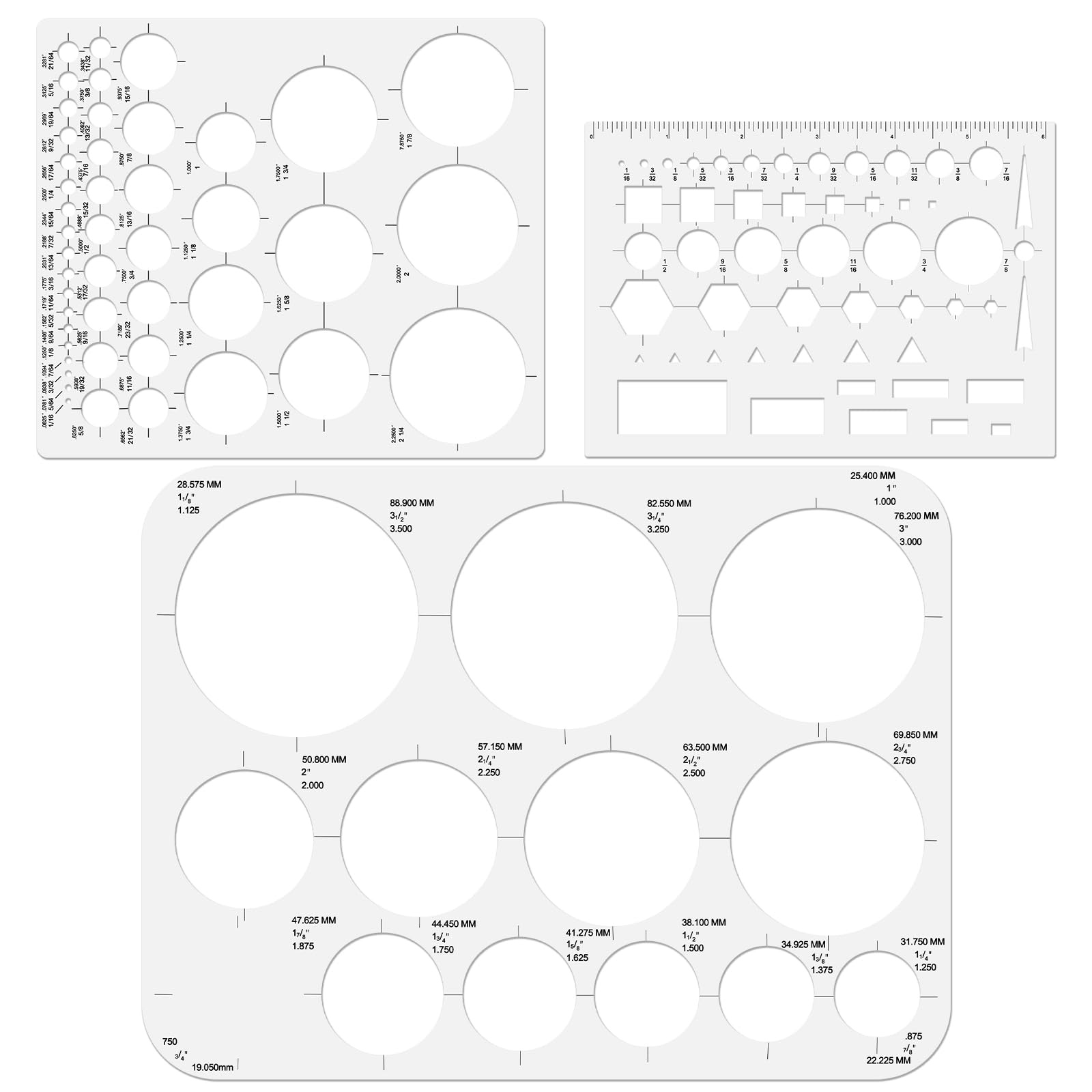 JSRQT 3 Pack Circle Templates Rulers for Drafting,Round Drawings Templates Stencil,Circle Tracer for Architecture,Artist Design Drawing Aid Tool