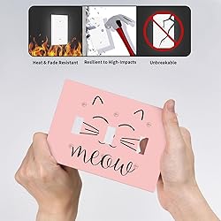 Moslion Pink Cat Face 3-Gang Switch Plug Covers