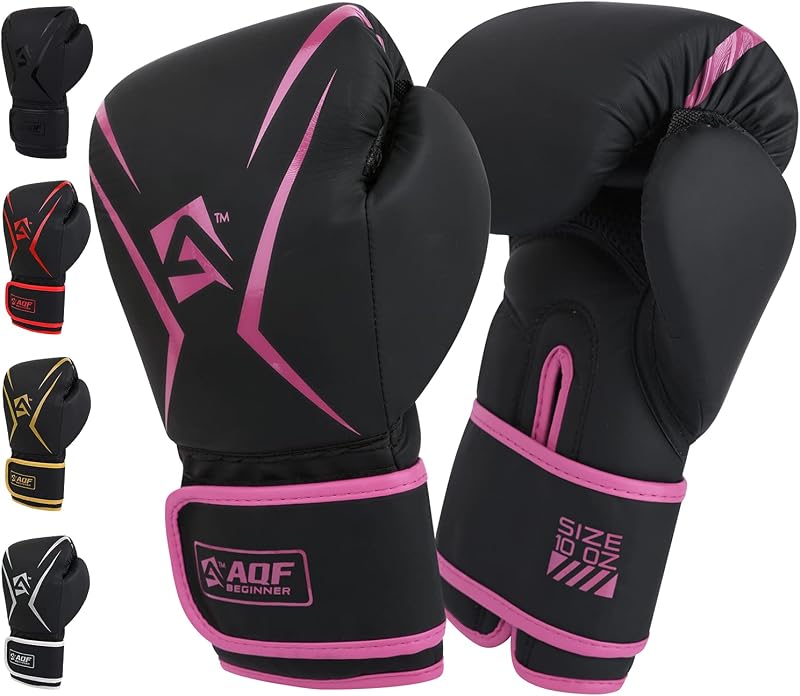 AQF Boxing Gloves Kids Adults 4oz 6oz 8oz 10oz 12oz 16oz Pink Training Muay Thai