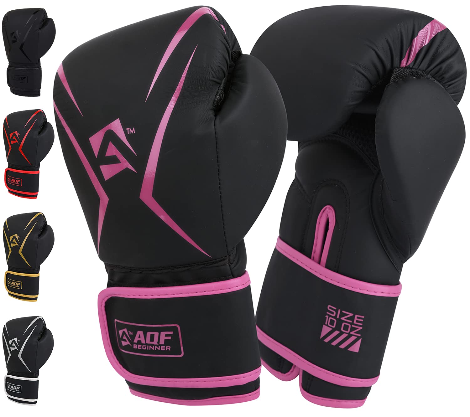 AQF Boxing Gloves Kids Adults - Training Muay Thai Gloves 6oz to 16oz for Punch Bag MMA Sparring Fighting & Kickboxing with Extra Layers of Padding (Pink, 10oz)
