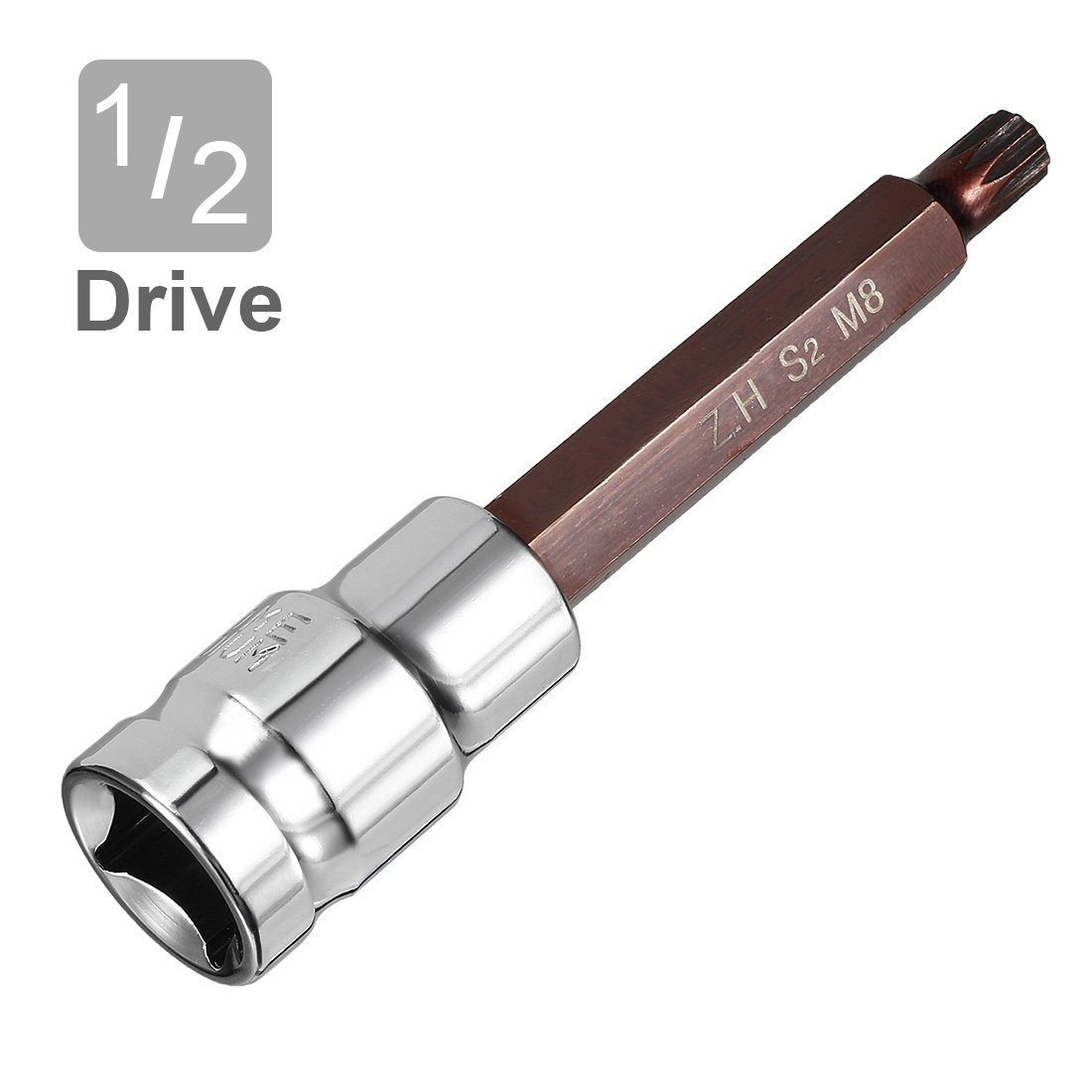 S2 Steel uxcell® 1/2Inch Drive 8mm Triple Square Spline Bit Extra Long Socket Sockets & Socket