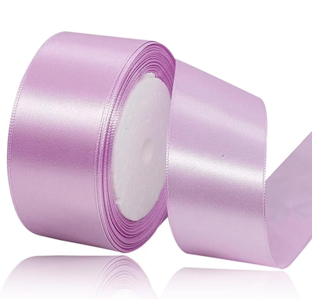Lavender Ribbon 40mm for Christmas Party Decorations，23 Meters Lavender Satin Ribbon for Gift Wrapping, Crafting, Wedding Party, Christmas, Hair Bows, Floral Bouquets, Anniversaries，Baby Showers
