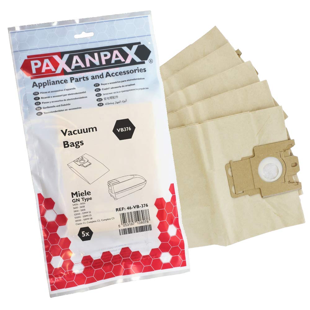 Paxanpax VB376 Compatible Paper Bags Miele 'GN' Type (Pack of 5)
