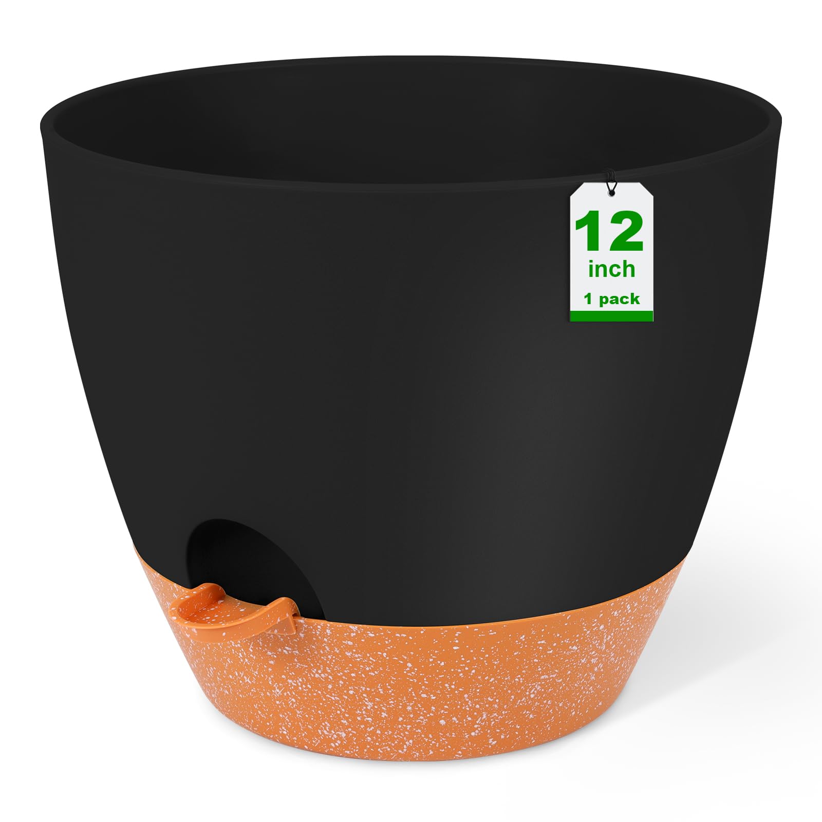 Photo 1 of GARDIFE 12 inch planters, Plant Pots,Self Watering Pots, Large Plastic Flower pots with Deep Reservior and High Drainage Holes for Indoor Outdoor Plants and Flowers, Black