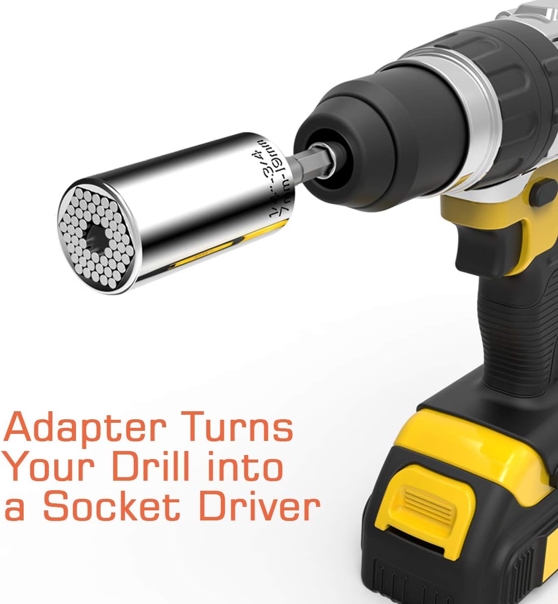 Universal Socket, Self-adjusting Socket Fits Standard 1/4'' - 3/4'' Metric 7mm-19mm, Adapter Socket for Wrench Ratchet & Power Drill, Tools Gifts for Men Him Husband Dad Father DIY Handyman Women - - 