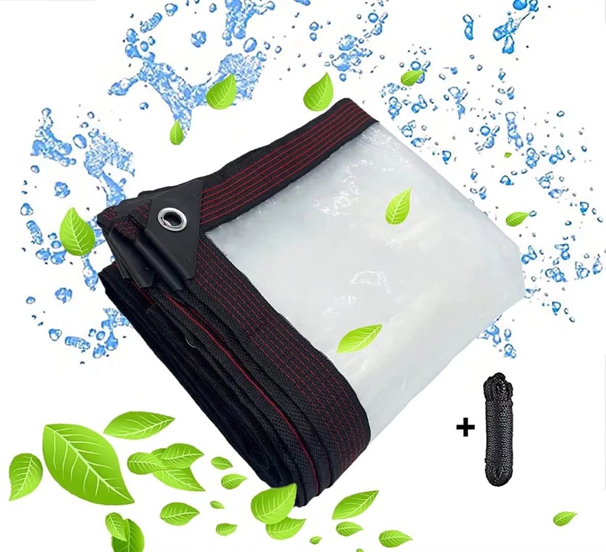 BCBIG Transparent Tarpaulin with Eyelets, Waterproof Tarpaulin, Transparent for Outdoor Use, Garden Furniture Tarpaulin for Outdoor, Tent, Transparent Tarpaulin Garden, 2 x 4 m (6.56 x 13.12 ft)