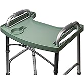 Sigo Green Walker Tray for Rolling Folding Walker, Tray Table with Cup Holder for Standard Walkers Seniors, Detachable Non Sl