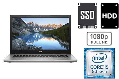 Laptop Dell Inspiron 17 5770 - CORE i5-8250U - 16GB DDR4-RAM - 256GB SSD + 1TB HDD - Windows 10 - 44cm (17.3') Full HD Displa