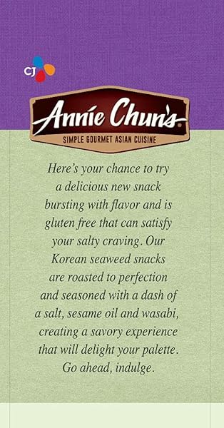 ANNIE CHUN’S ORGANIC WASABI FLAVOR SEAWEED SNACKS, VEGAN, GLUTEN FREE, 0.35 OUNCES (PACK OF 12)