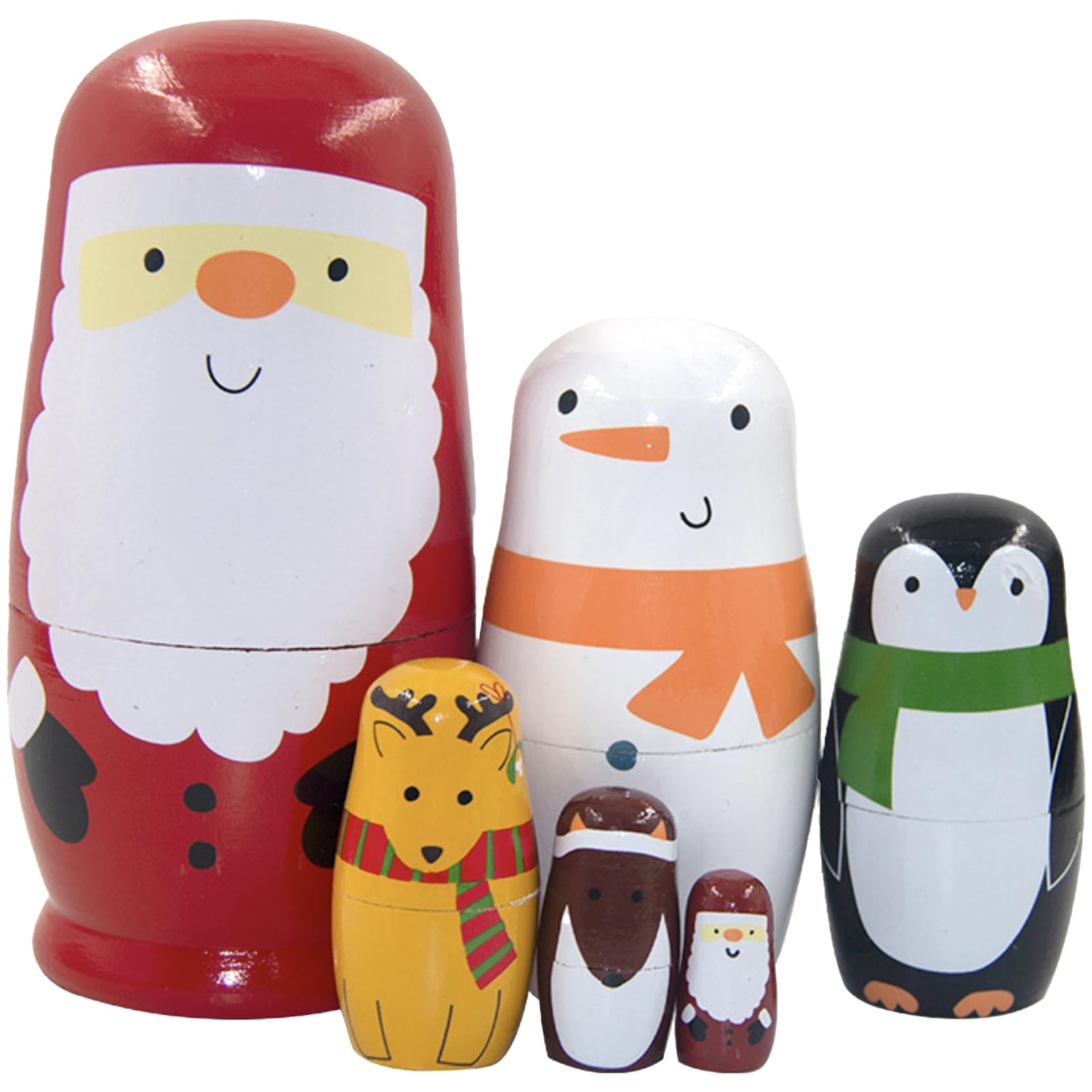 Santa Claus Nesting Dolls - Christmas Snowman Matryoshka Doll Handmade Wooden Dolls for Children Kids Christmas Birthday Decoration Halloween Wishing Gift,Set of 6