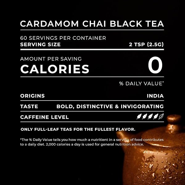 GYA TEA CO CARDAMOM CHAI BLACK TEA – 5.29 OZ LOOSE LEAF, 70 CUPS, CAFFEINATED, SUGAR-FREE