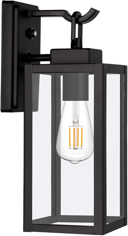 Dusk To Dawn Sensor Outdoor Wall Lantern Exterior Wall Sconce Fixture Wall Mount Lights Anti Rust Waterproof Outdoor Porch Light With Clear Glass Shade For Entryway Doorway Etl Listed Amazon Com